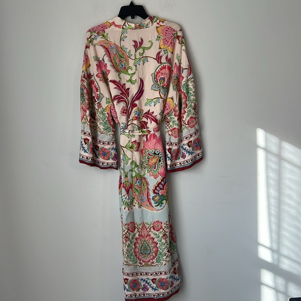 Zara floral white red kimono blogger‎ robe duster jacket size S New with Tags 🟢 - Picture 12 of 12